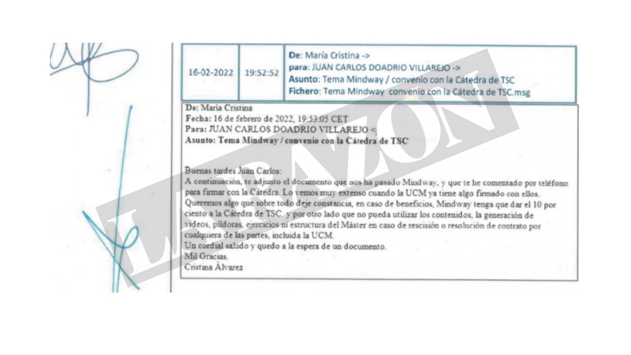 Los correos de la asesora de Begoña prueban que buscó monetizar la cátedra: "En caso de beneficios, que dé un 10%