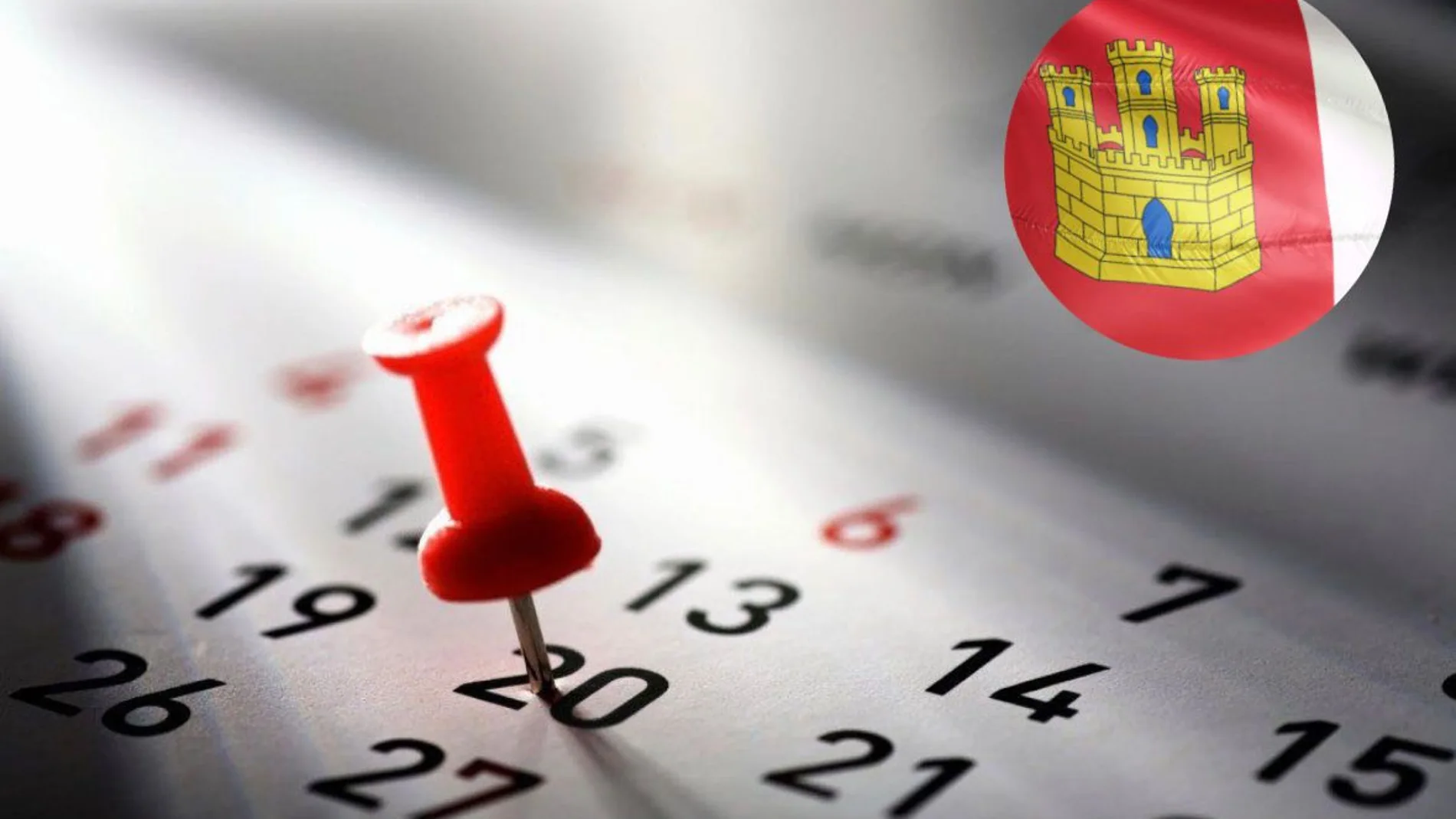 Fotomontaje de un calendario y la bandera de Castilla-La Mancha