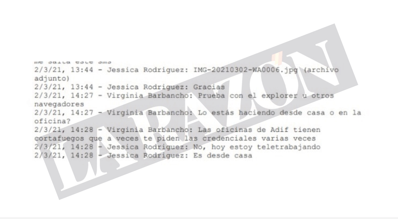 Mensajes de una exjefa de Tragsatec con Jesica constatan que ni fichó ni acudió a la oficina: "Hoy estoy teletrabajando"