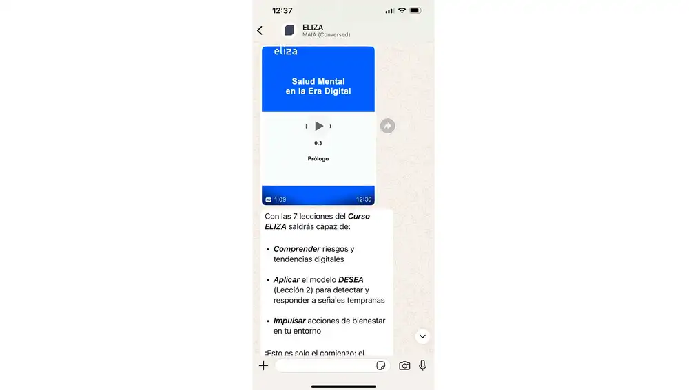 “Eliza Project no es una charla más, sino un acompañamiento diseñado y adaptado a las necesidades de cada persona gracias a la potente IA que hay detrás”