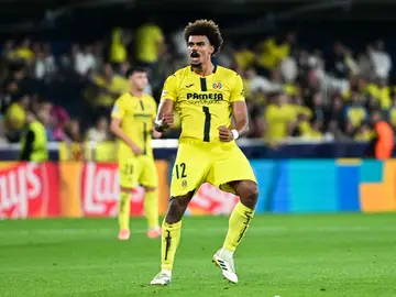 Renato Veiga celebra el gol del empate del Villarreal Renato Veiga celebra el gol del empate del Villarreal