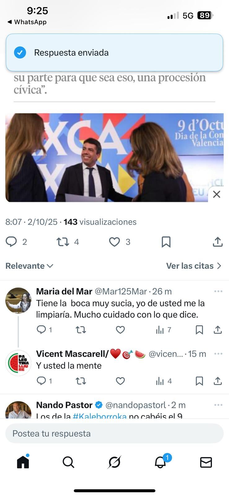 Publicación del secretario de Organización del PSPV, Vicent Mascarell