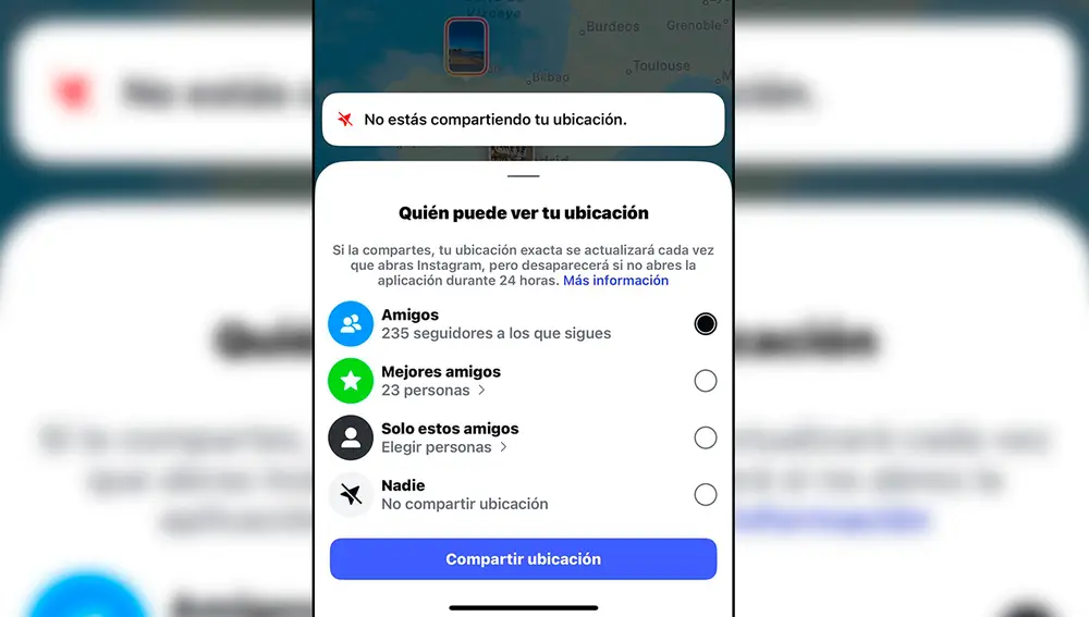 Puedes elegir entre estas 3 opciones o que nadie vea tu ubicación