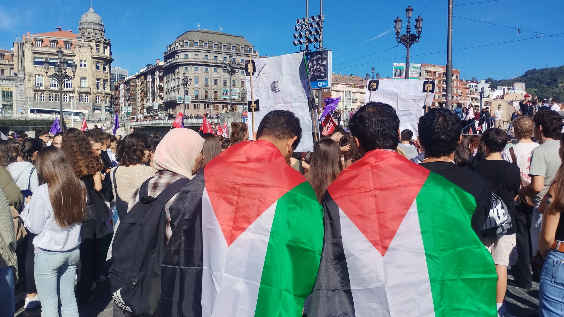 Movilización de estudiantes en Bilbao en apoyo al pueblo palestino. EUROPA PRESS 02/10/2025
