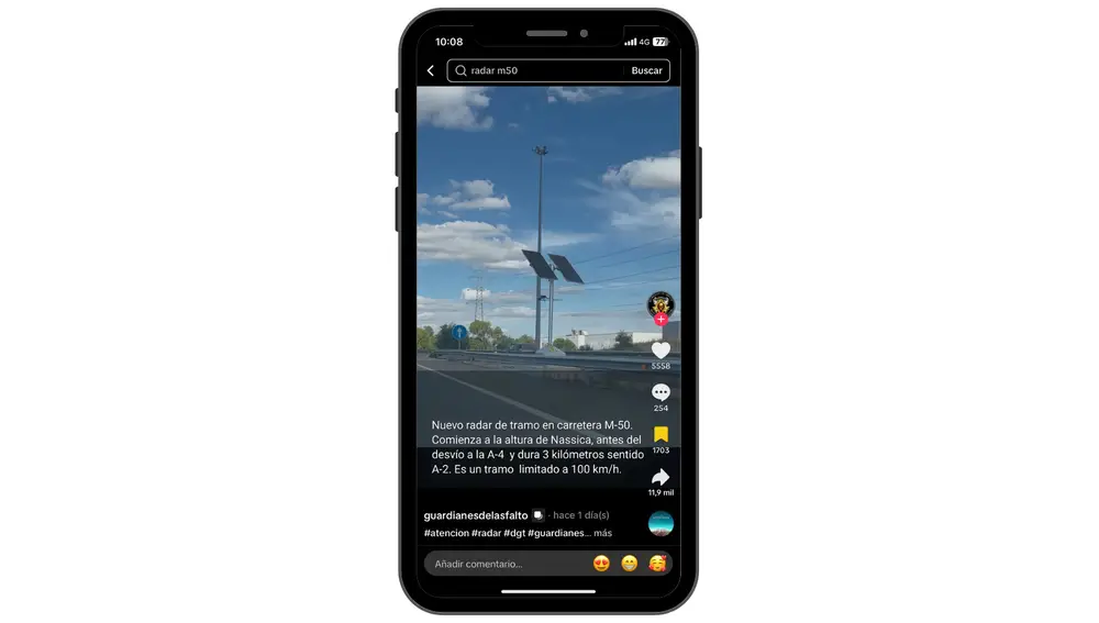 Nuevo radar de tramo en carretera M-50
