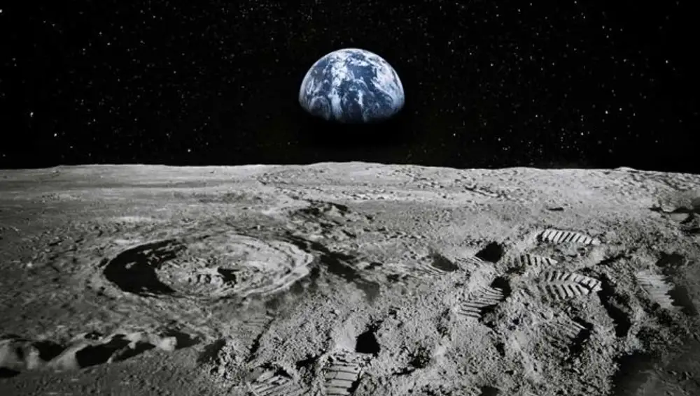 La Tierra vista desde la superficie lunar