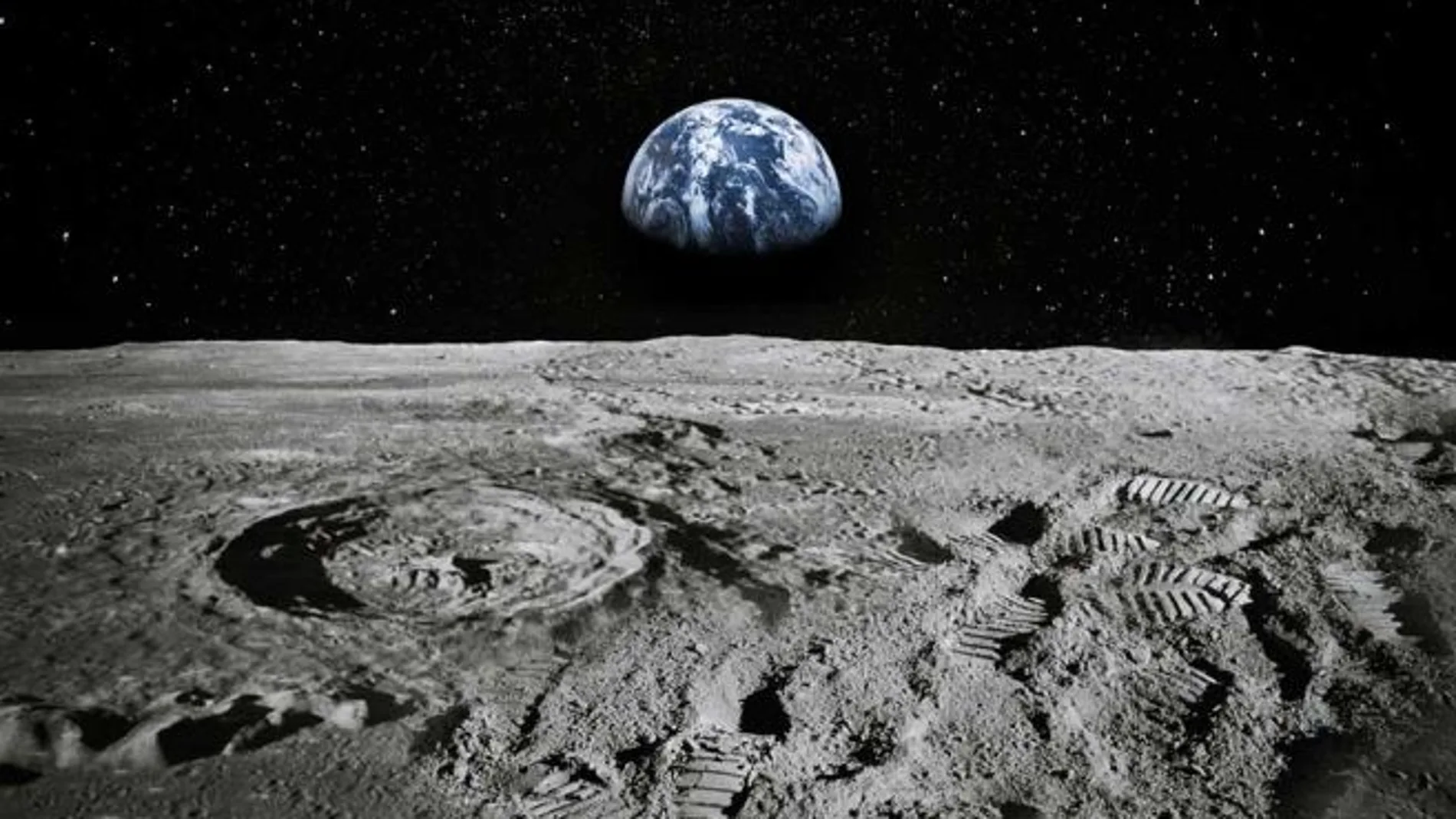 La Tierra vista desde la superficie lunar