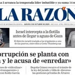 Portada de LA RAZÓN de este jueves 2 de octubre de 2025