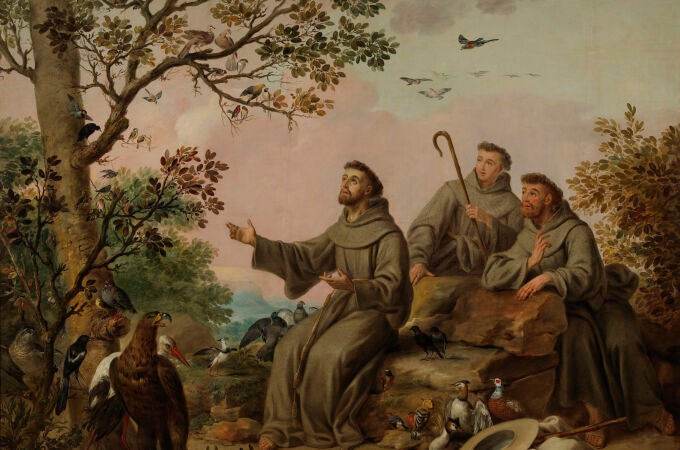 La obra representa a San Francisco de Asís, el fundador de la Orden de los franciscanos, predicando a las aves la palabra de Dios