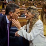 Pedro Sánchez y Yolanda Díaz en un pleno del Congreso de los Diputados 