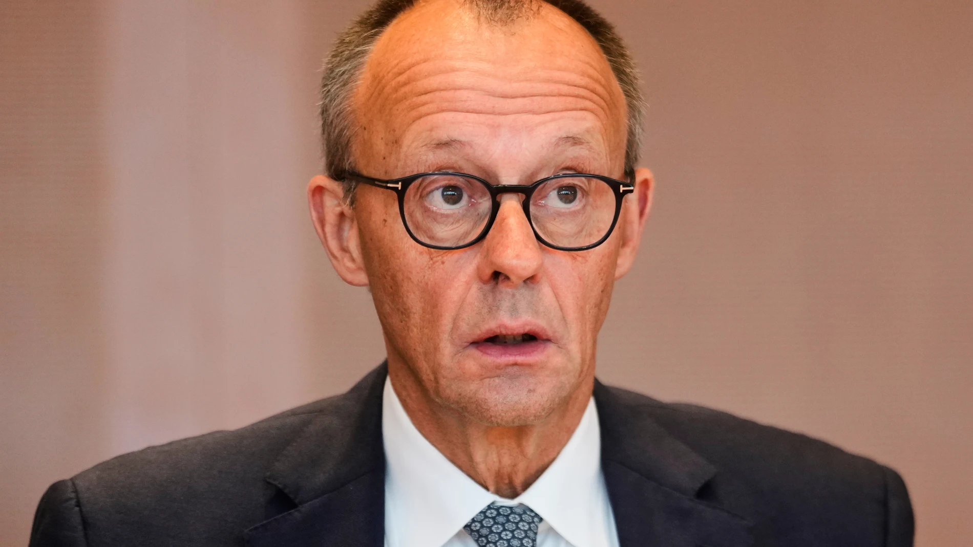 German Chancellor Friedrich Merz attends the cabinet meeting at the chancellery in Berlin, Germany, Wednesday, Oct. 8, 2025. (AP Photo/Markus Schreiber)