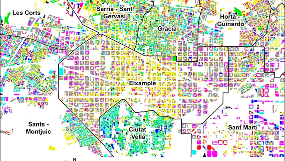 Otro de los mapas elaborados por el grupo de investigación en Arquitectura, Energía y Medio Ambiente, que combina las diferentes variables estudiadas