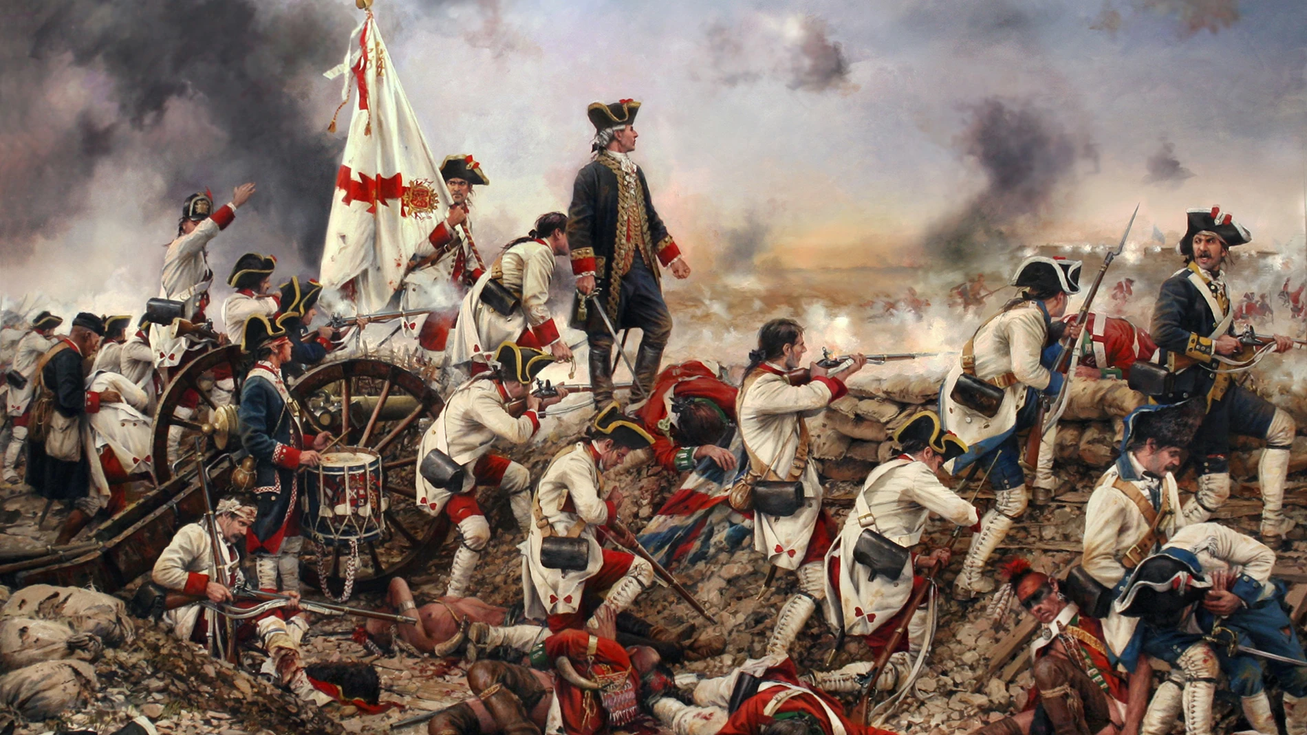 «Por España y por el Rey, Gálvez en América», donde se muestra a Bernardo de Gálvez en la Batalla de Pensacola