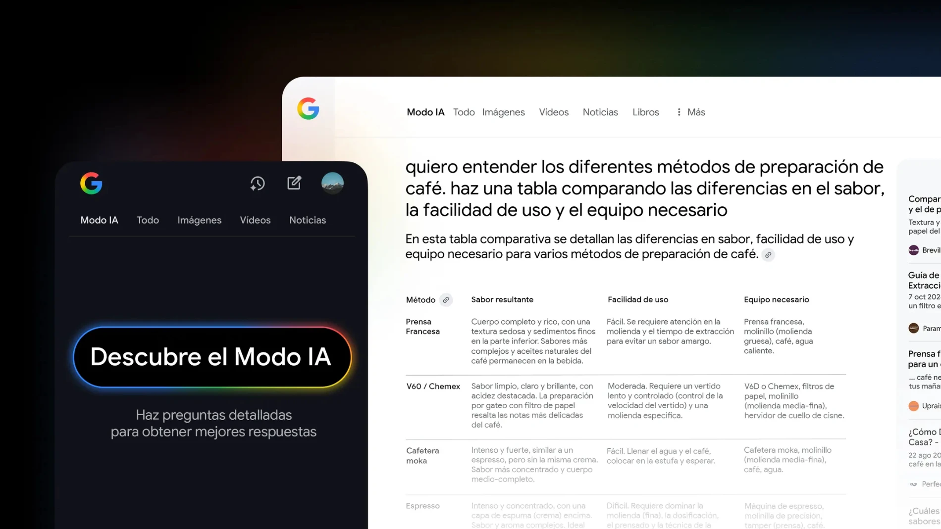 El nuevo Modo IA del buscador de Google comienza a llegar a España