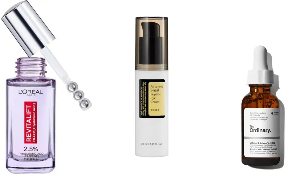 Contornos de ojos eficaces y asequibles que reducen bolsas y ojeras: L’Oréal Paris, COSRX y The Ordinary.
