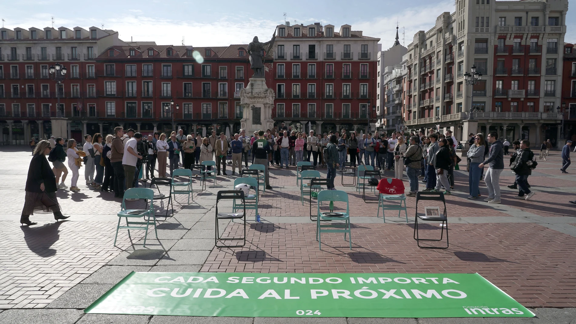 Intervención artística efímera #40Segundos de la Fundación Intras en la Plaza Mayor de Valladolid
