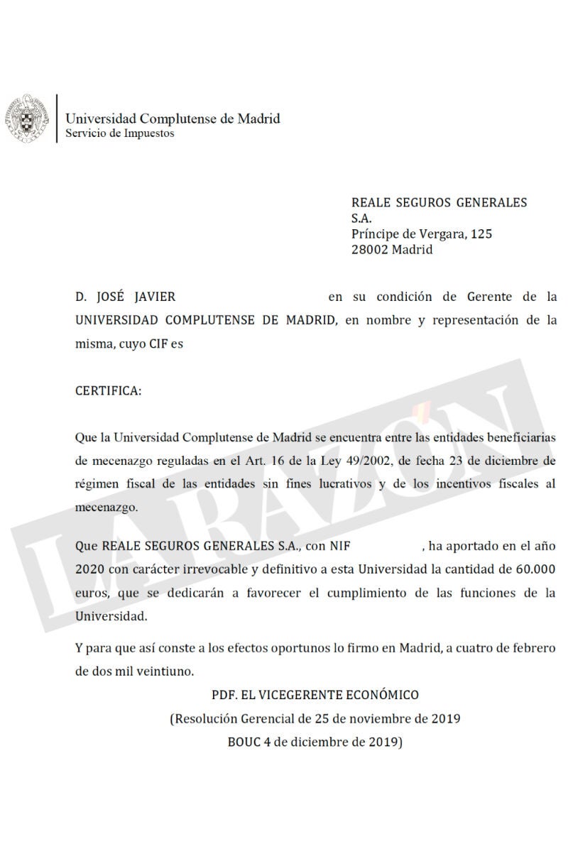 Certificado de donación