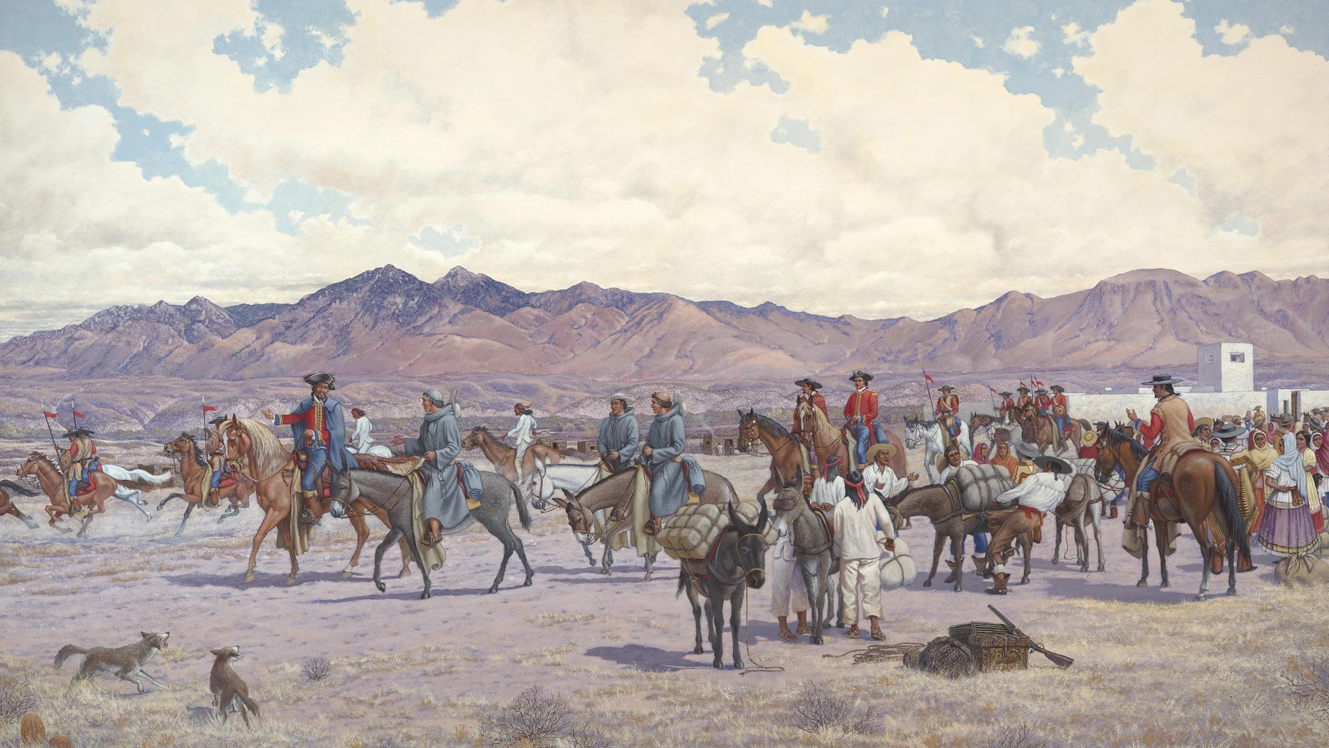 La expedición de Anza sale de Tubac. Oleo sobre lienzo de Cal Peters (1903-1984), National Park Service.