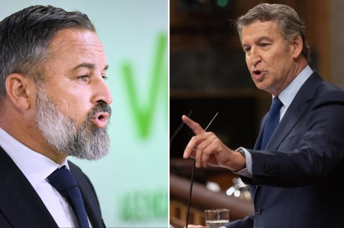 El líder de Vox, Santiago Abascal, y el presidente del Partido Popular, Alberto Núñez Feijóo.