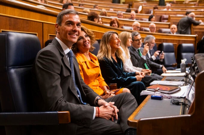 Pedro Sánchez en la sesión de control al Gobierno en el Congreso. David Jar