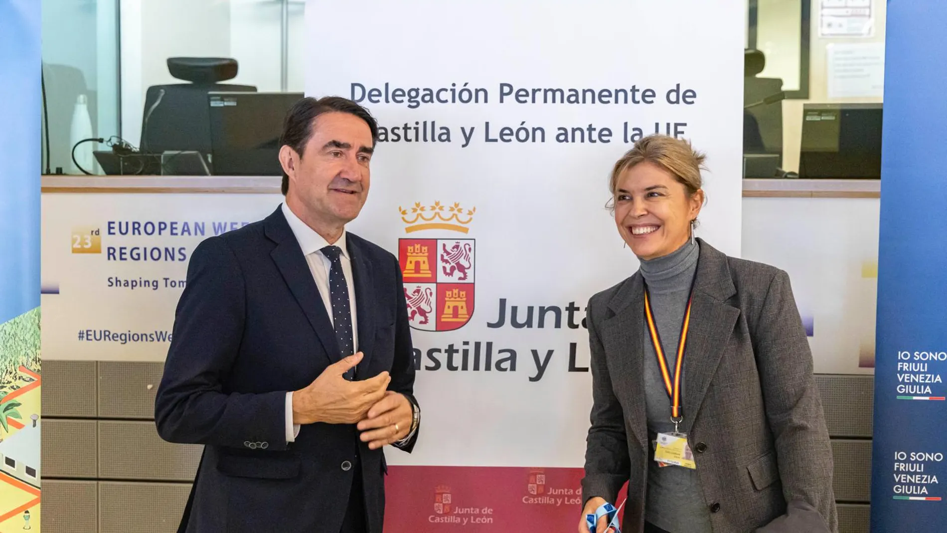 El consejero de Medio Ambiente, Vivienda y Ordenación del Territorio, Juan Carlos Suárez-Quiñones, participa, junto a Clara San Damián, en el evento europeo sobre protección civil “Regiones y municipios en acción: afrontando la incertidumbre mediante la prevención, la preparación y la protección en los territorios transfronterizos europeos”