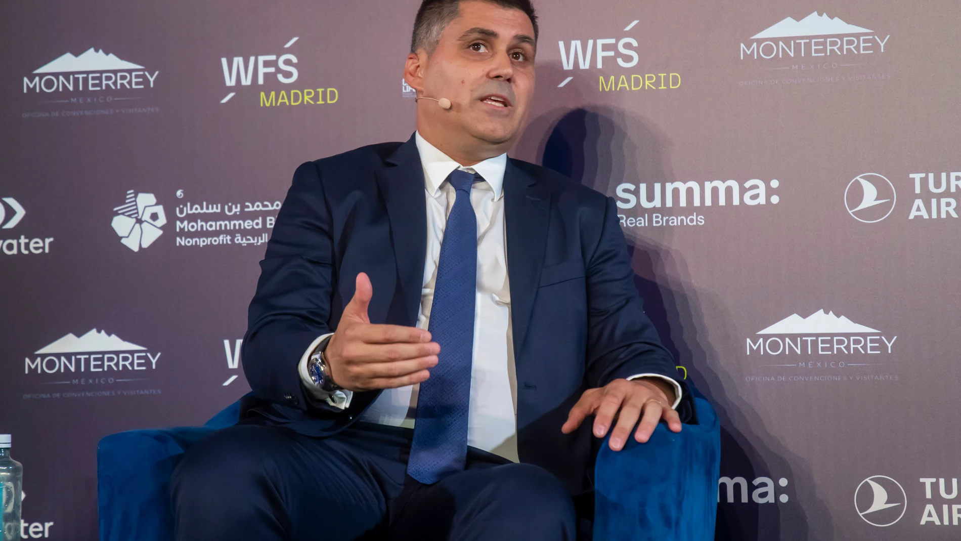David Aganzo, durante su intervención en el World Football Summit