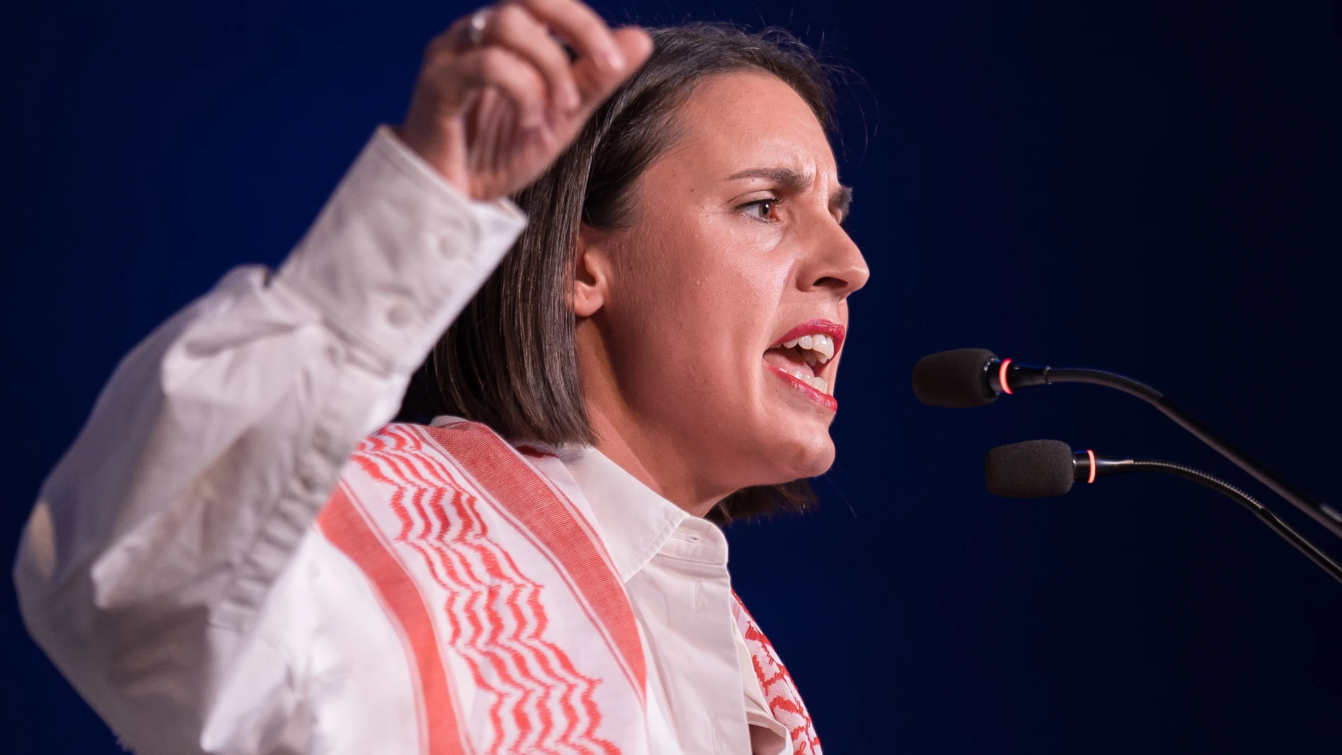La eurodiputada de Podemos, Irene Montero, durante una intervención en la Universidad de Otoño de Podemos en el Palacio de la Prensa de Callao, a 19 de octubre de 2025, en Madrid (España). La Alianza de la Izquierda Europea y Podemos celebran la Uni de Otoño, en la que participan decenas de dirigentes de distintos partidos europeos, activistas feministas, antifascistas y del movimiento por Palestina. 19 OCTUBRE 2025;PARTIDO POLÍTICO;PODEMOS Diego Radamés / Europa Press 19/10/2025