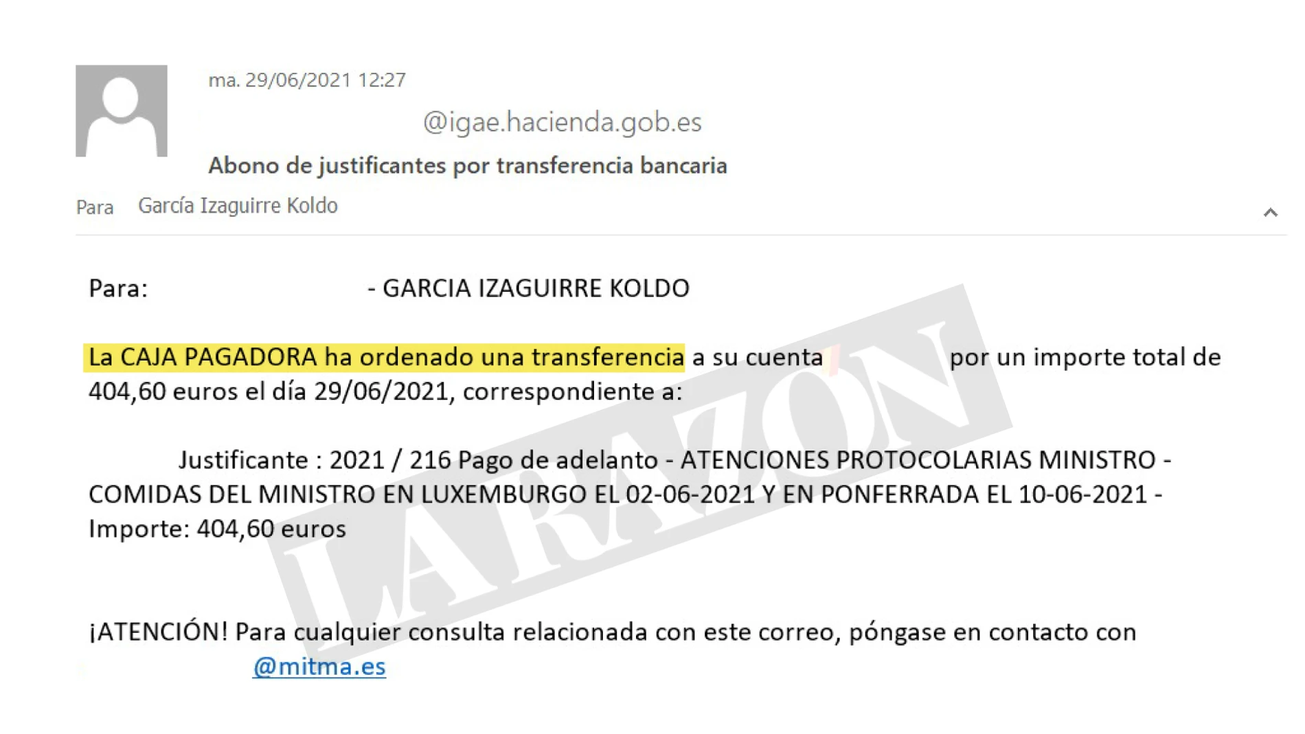 Transferencia bancaria Koldo