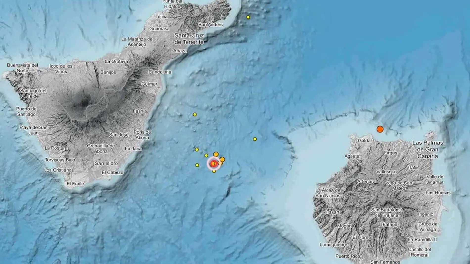 Terremotos detectados entre Tenerife y Gran Canaria