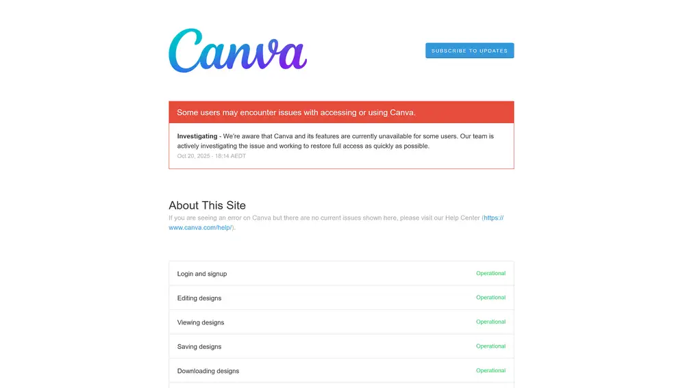 Canva Status te indica el estado del editor
