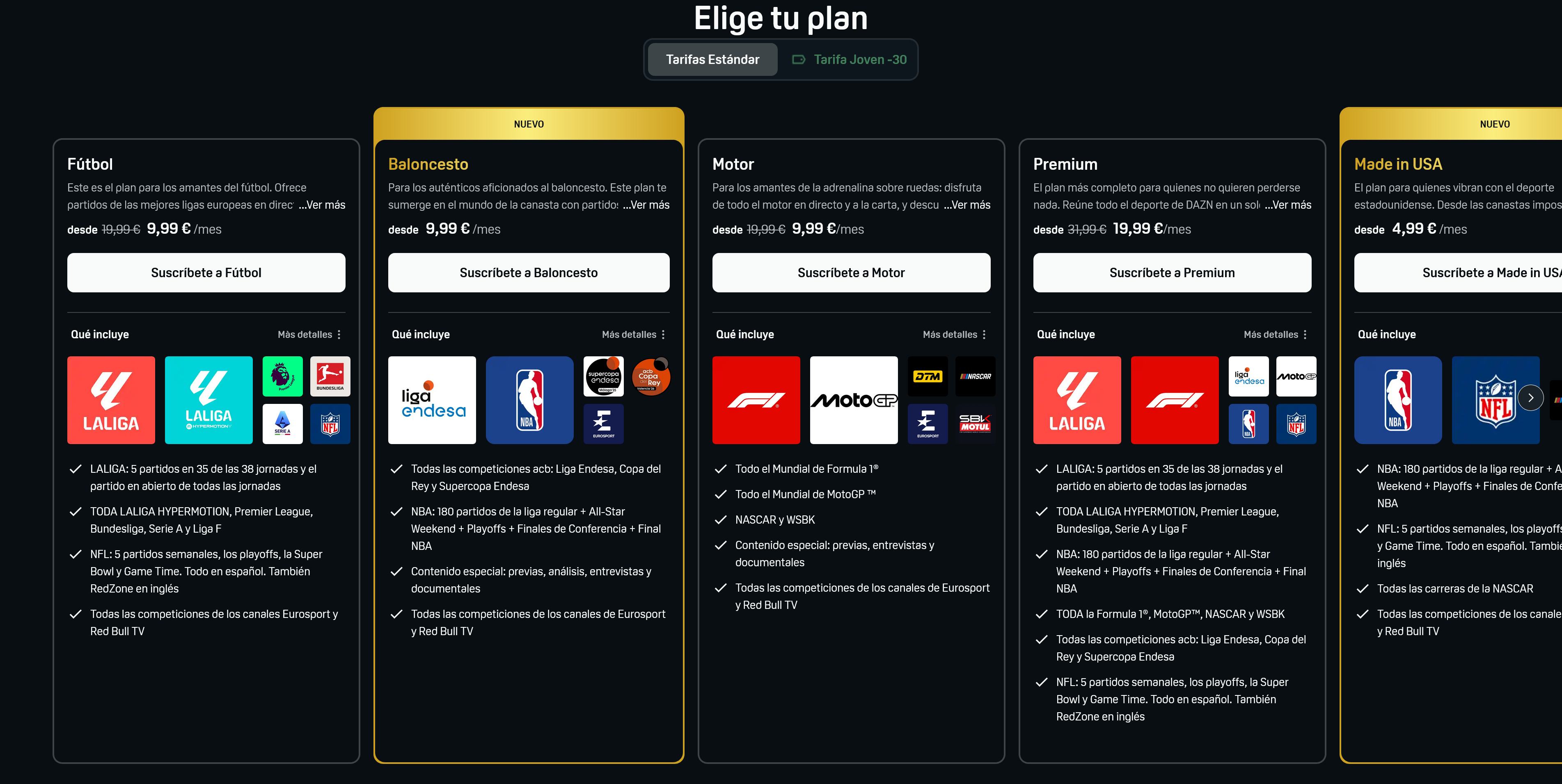 Así quedan los precios en DAZN, siempre con permanencia de 1 año