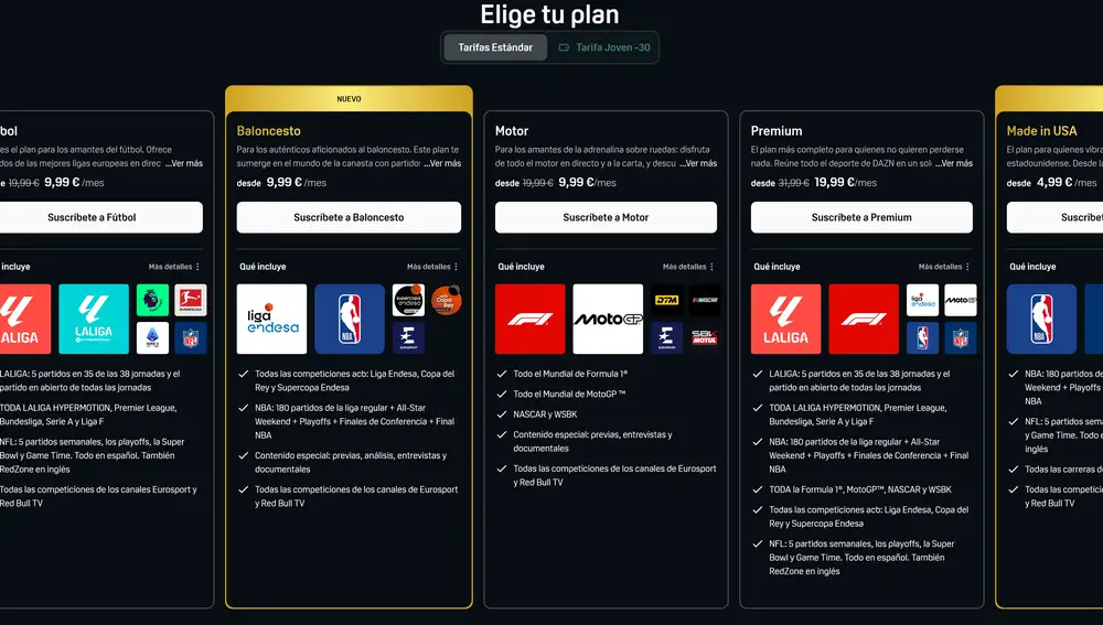 Así quedan los precios en DAZN, siempre con permanencia de 1 año