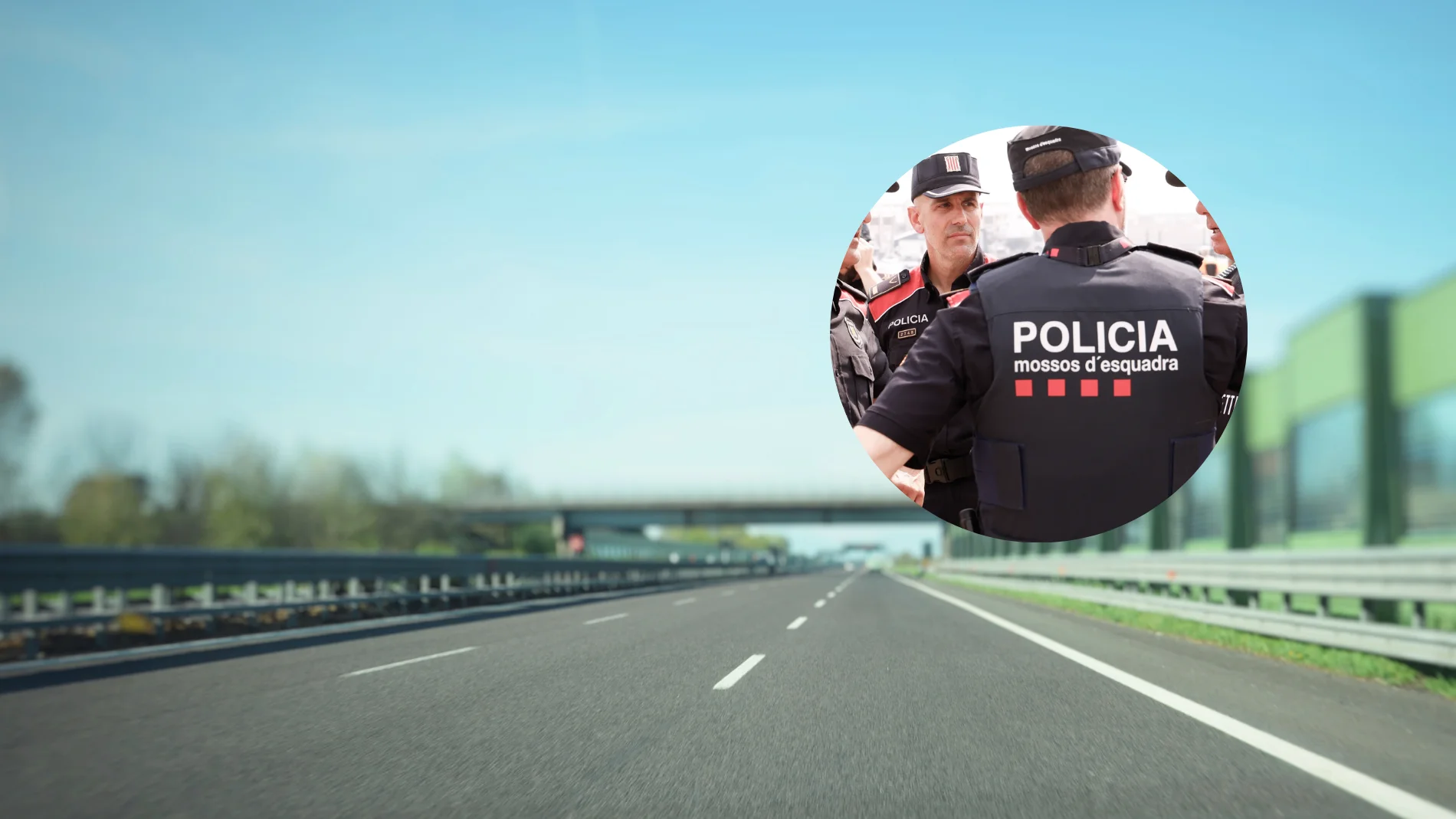 Imagen de una carretera junto a unos Mossos d'Esquadra