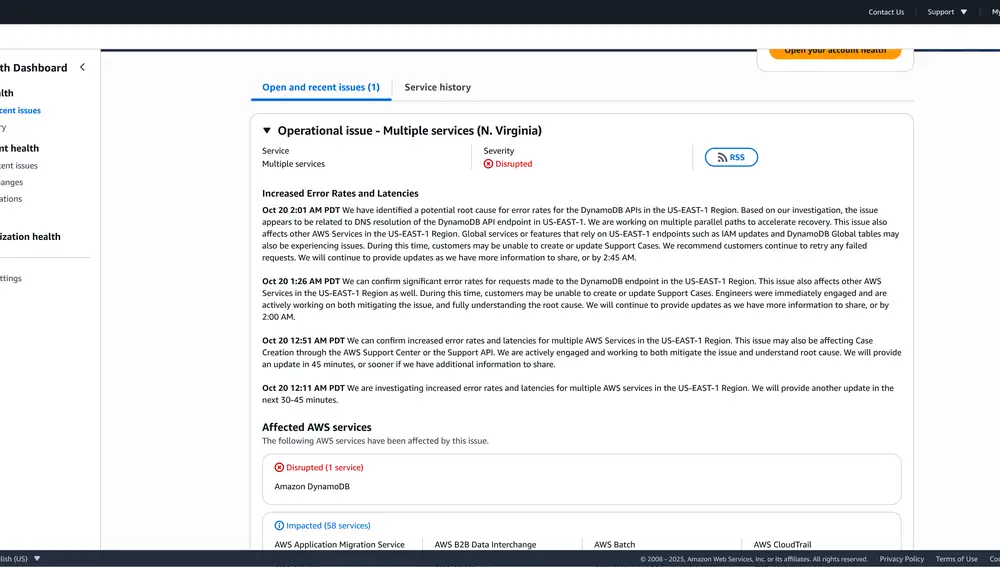 Aviso de Amazon Web Services Health