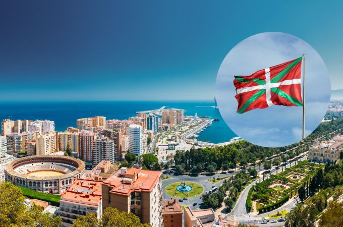 Imagen de Málaga junto a la bandera del País Vasco Imagen de Málaga junto a la bandera del País Vasco