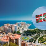 Imagen de Málaga junto a la bandera del País Vasco