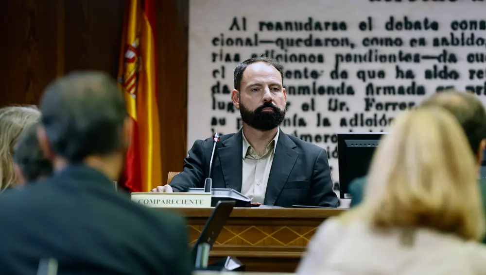El presidente de Enusa y exgerente del PSOE, Mariano Moreno, comparece en la comisión del Senado sobre el caso Koldo