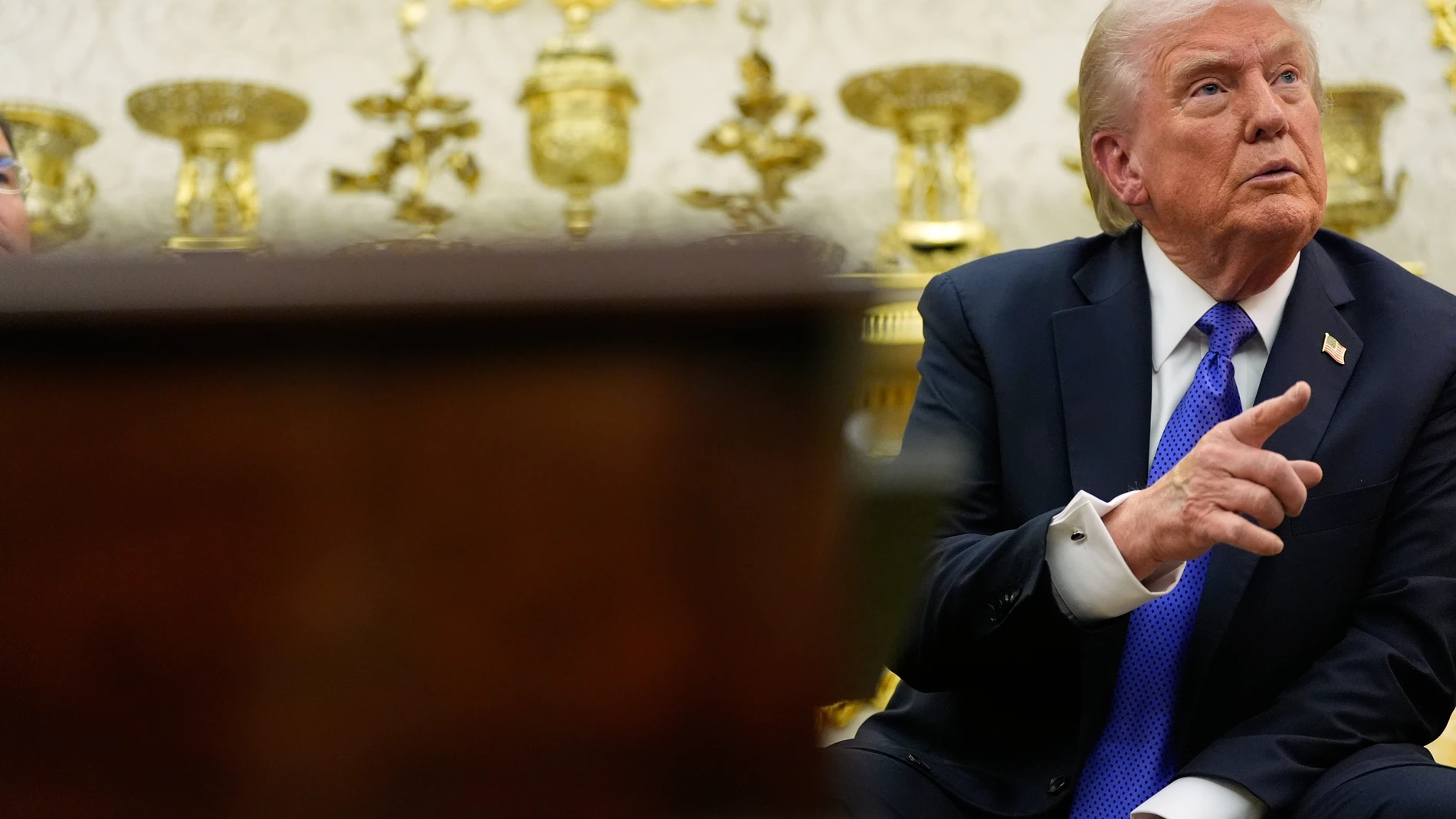 President Donald Trump meets with NATO Secretary General Mark Rutte in the Oval Office of the White House, Wednesday, Oct. 22, 2025, in Washington. (AP Photo/Alex Brandon)