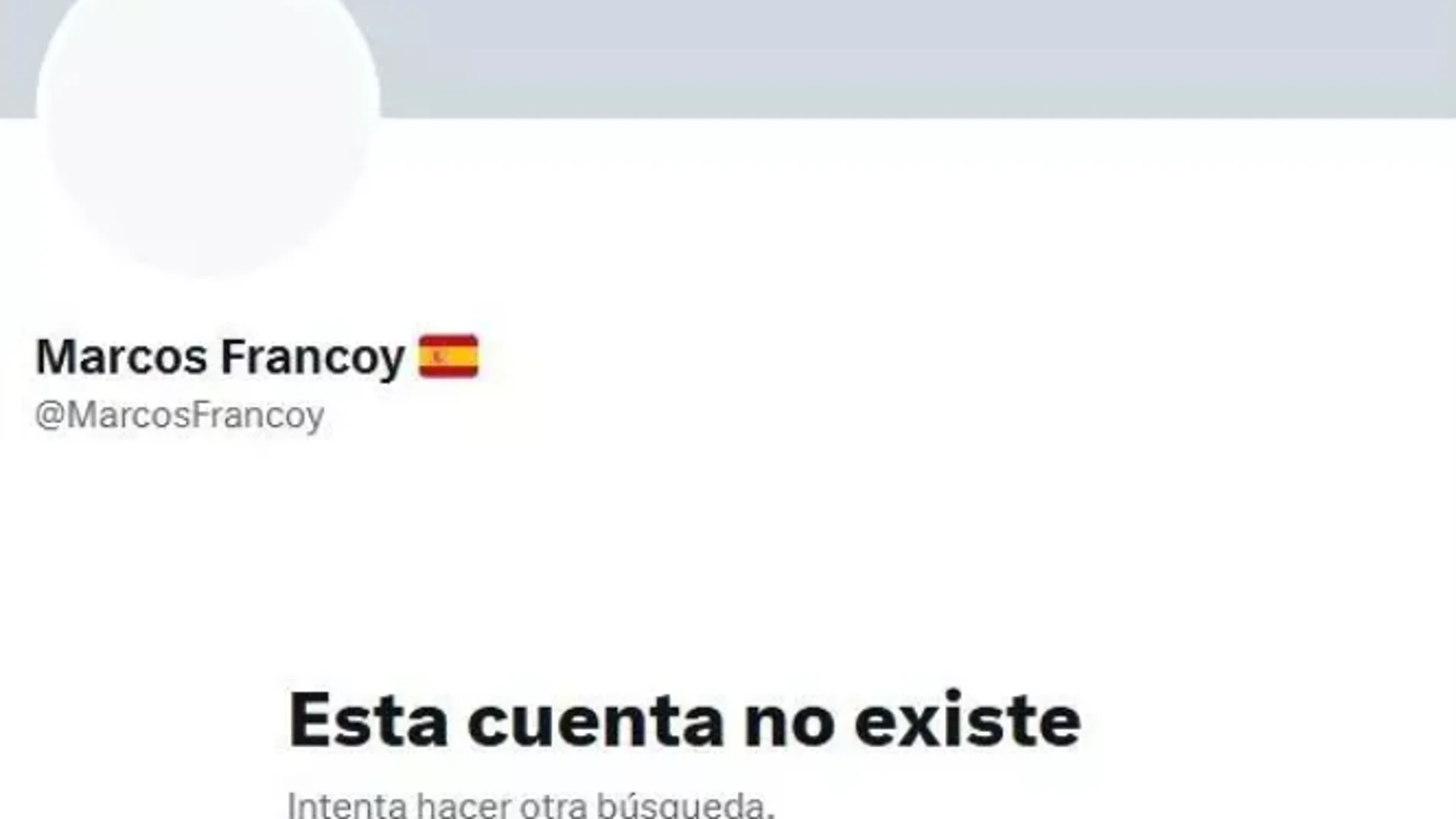 La cuenta en X de Marcos Francoy, eliminada este lunes por la noche