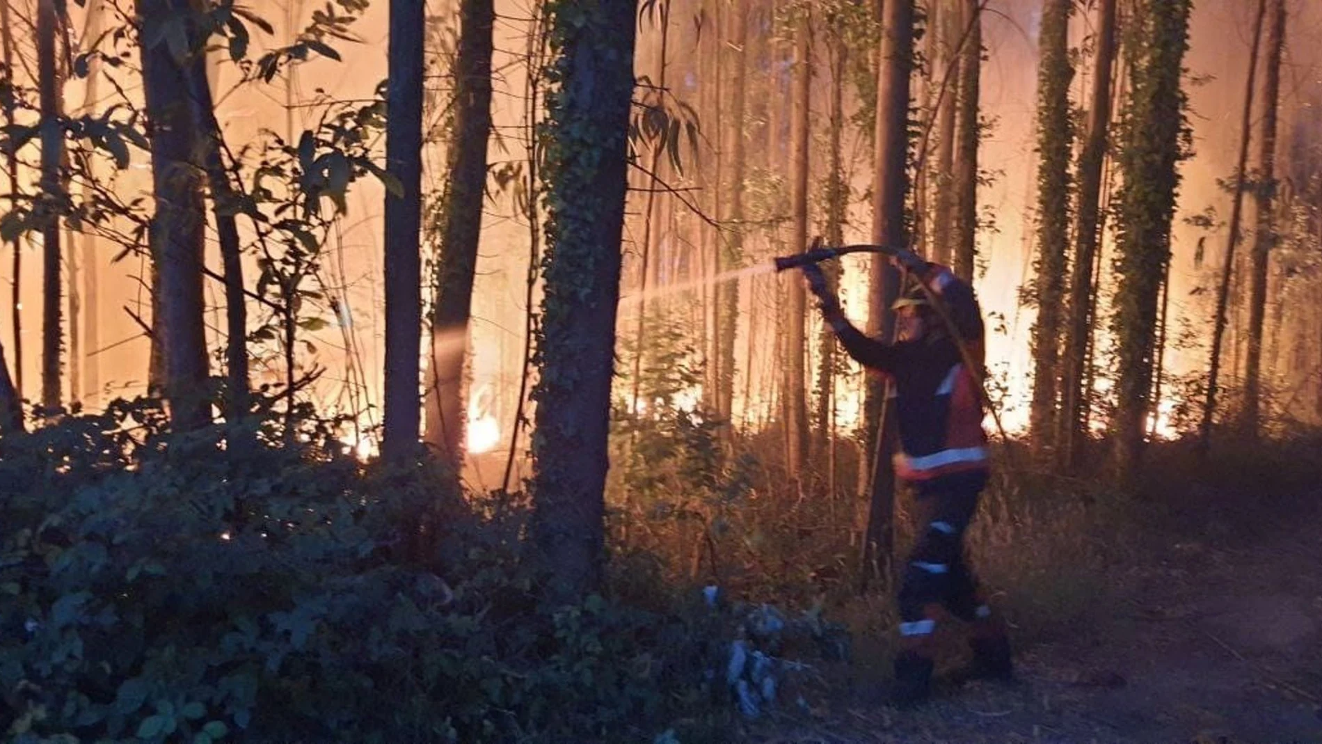 Sucesos.- AMP.- Un incendio en el monte Areo (Gijón) obliga a la evacuación de medio centenar de vecinos