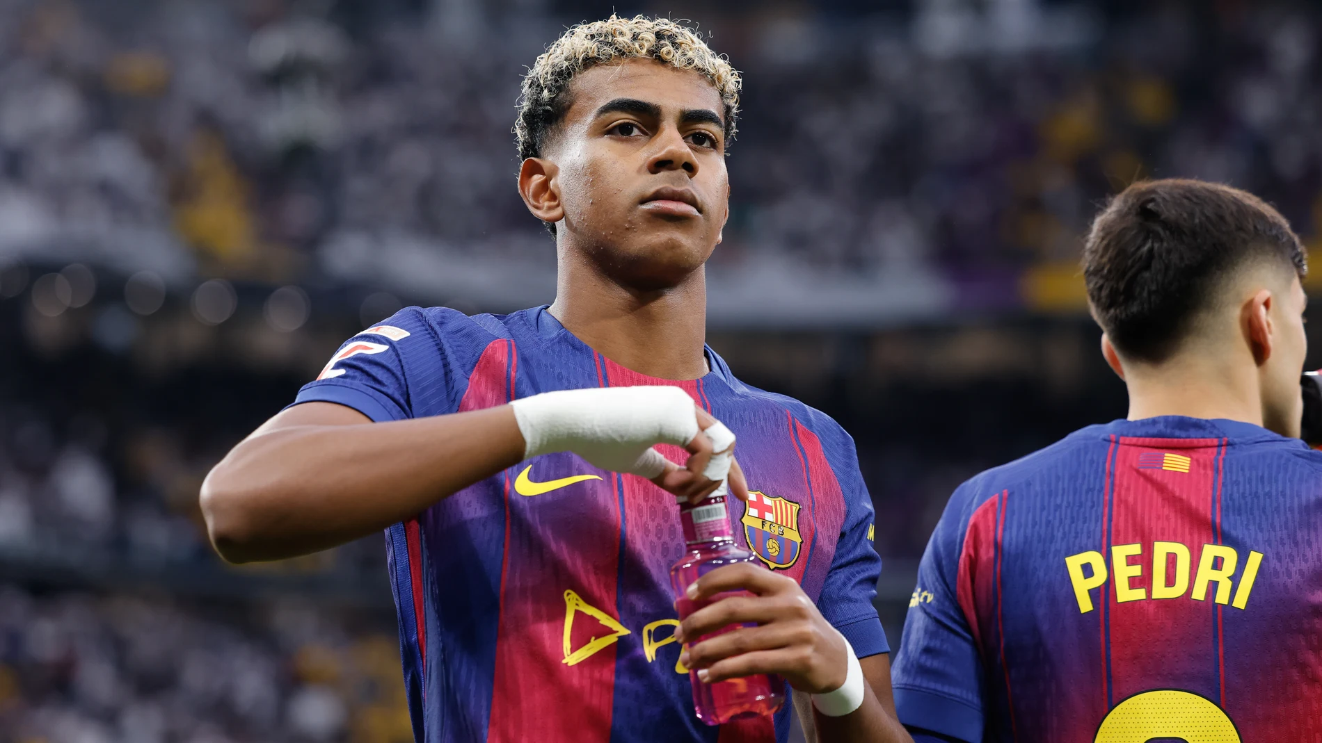 Lamine Yamal of FC Barcelona looks on during the Spanish League, LaLiga EA Sports, football match played between Real Madrid C.F. and FC Barcelona at Santiago Bernabeu stadium on October 26, 2025, in Madrid, Spain. AFP7 26/10/2025 ONLY FOR USE IN SPAIN