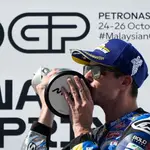 Álex Márquez, en el podio del circuito de Sepang