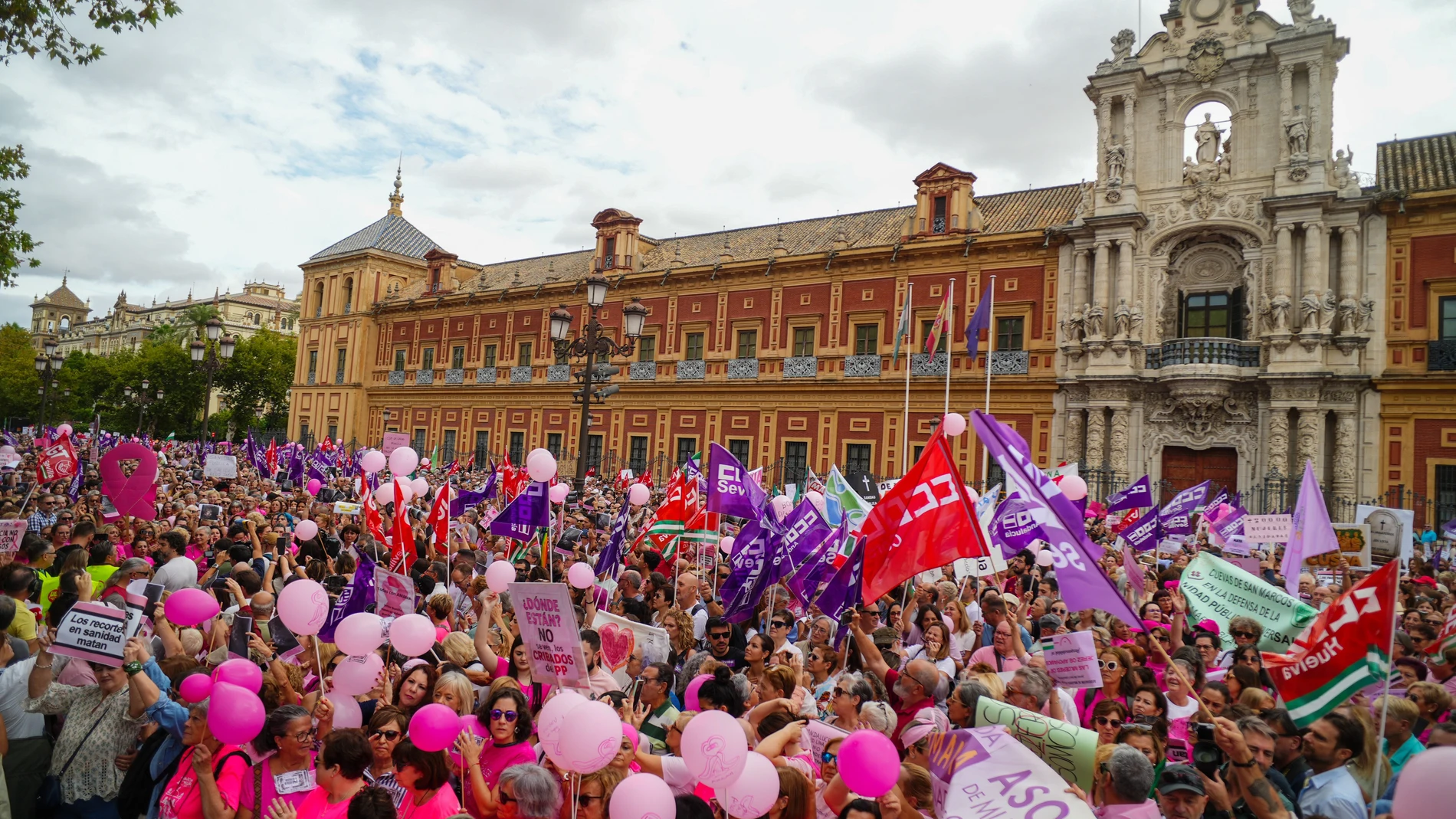 Concentración convocada por Amama frente al Palacio de San Telmo, en Sevilla