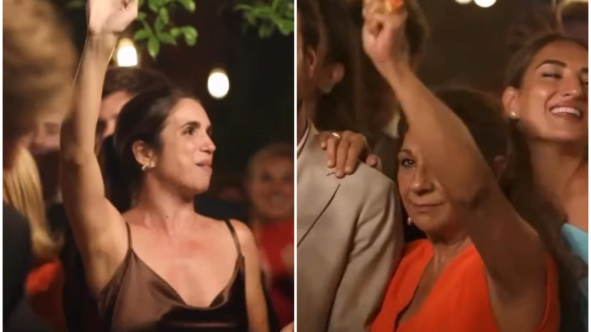 Elena Furiase y Lolita Flores bailando en la boda de Paty Sánchez Flores