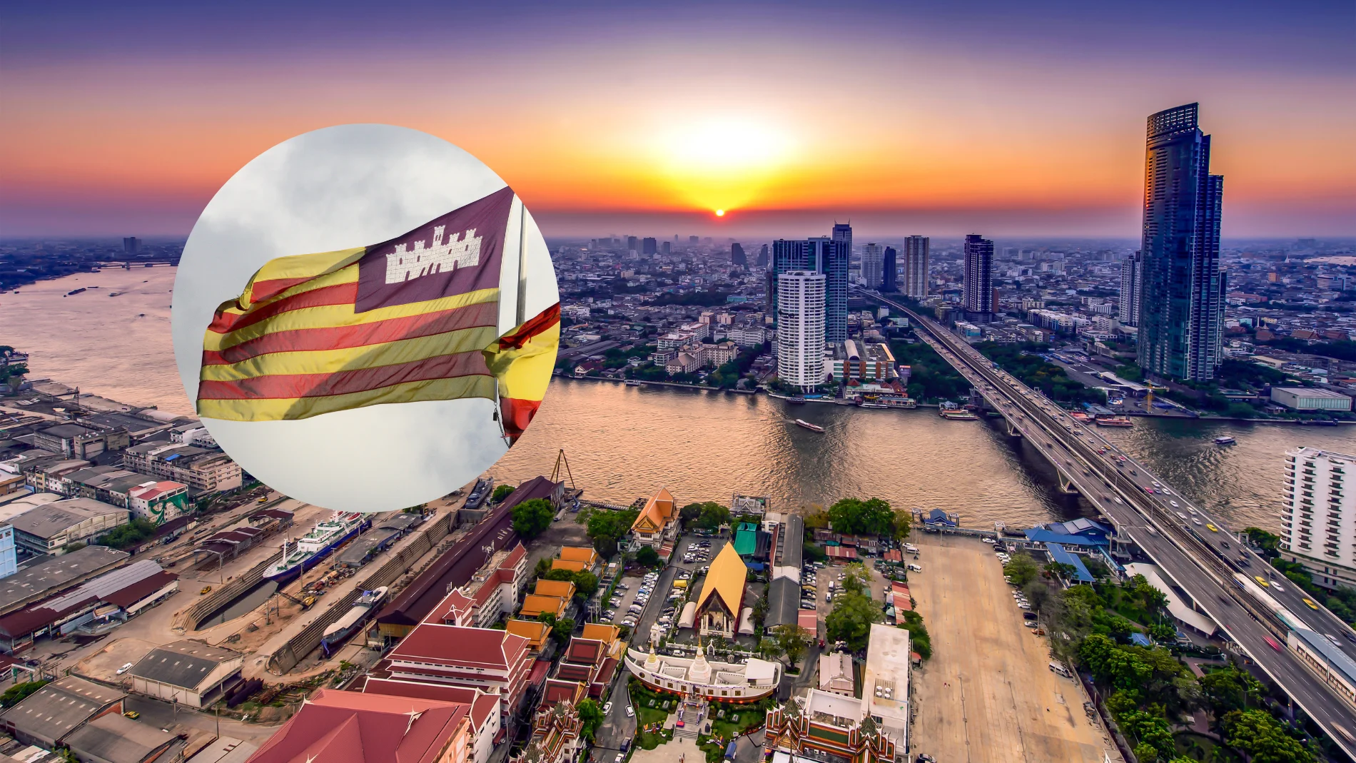 Imagen de Tailandia junto a la bandera de Baleares