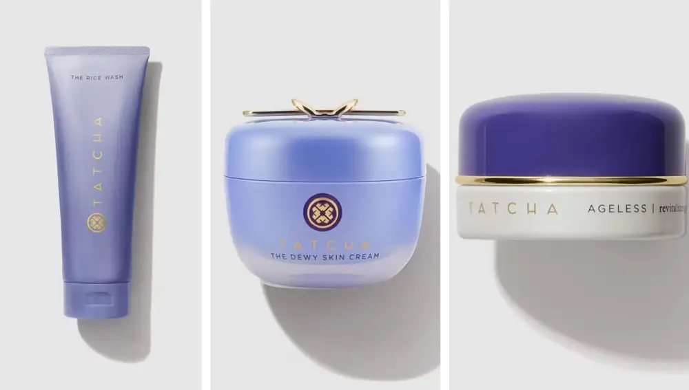 Los tres imprescindibles de Tatcha para piel madura: The Rice Wash, The Dewy Skin Cream y Ageless Revitalizing Eye Cream.