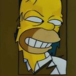 Homer Simpson durante la parodia de 'El resplandor' en el episodio "La casa del árbol V" Homer Simpson durante la parodia de 'El resplandor' en el episodio "La casa del árbol V"