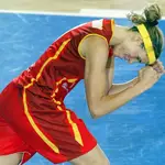 Amaya Valdemoro, con la camiseta de la selección española