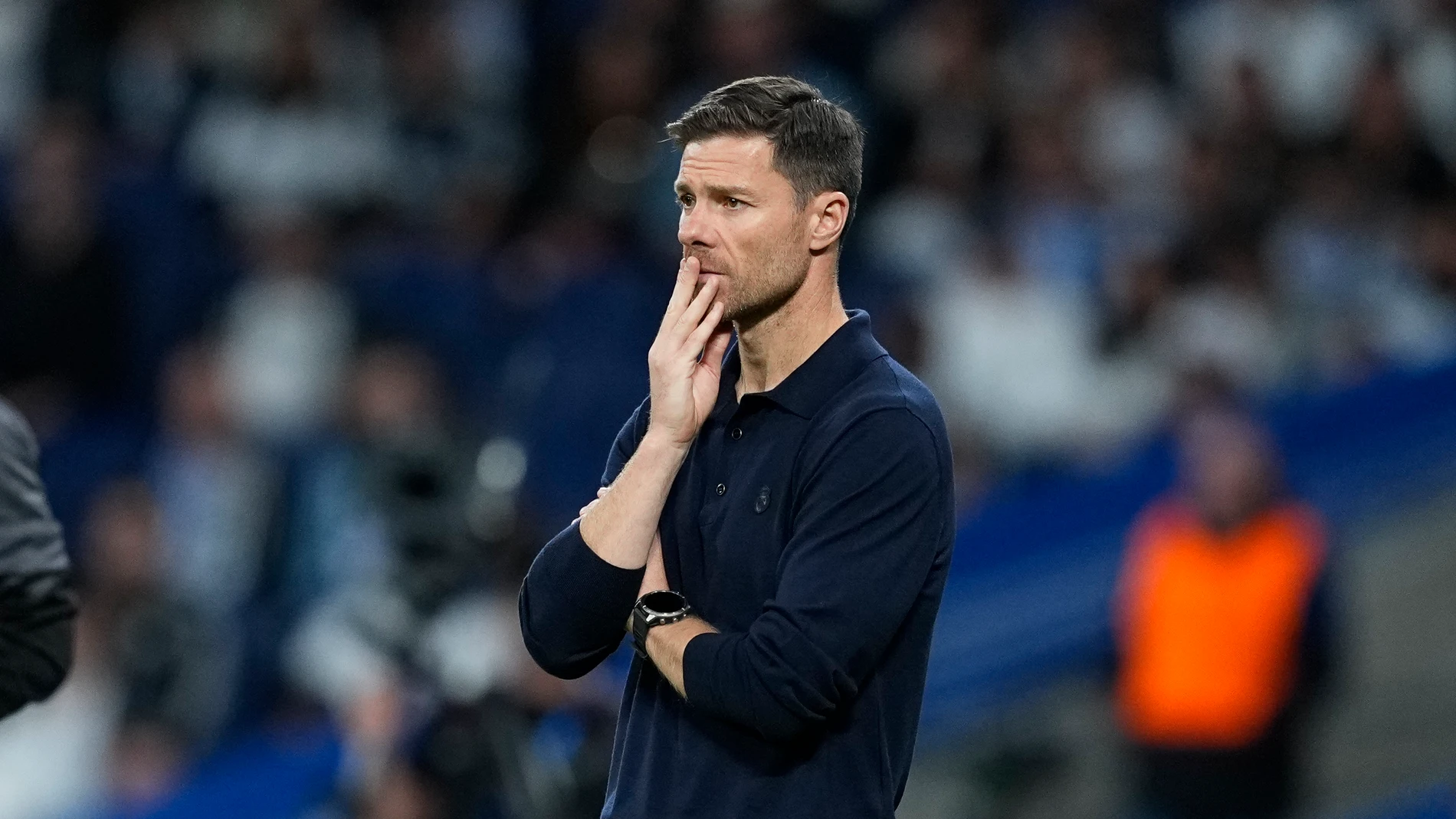 Xabi Alonso, head coach of Real Madrid, looks on during the Spanish League, LaLiga EA Sports, football match played between Real Madrid C.F. and Valencia CF at Santiago Bernabeu stadium on November 1, 2025, in Madrid, Spain. AFP7 01/11/2025 ONLY FOR USE IN SPAIN