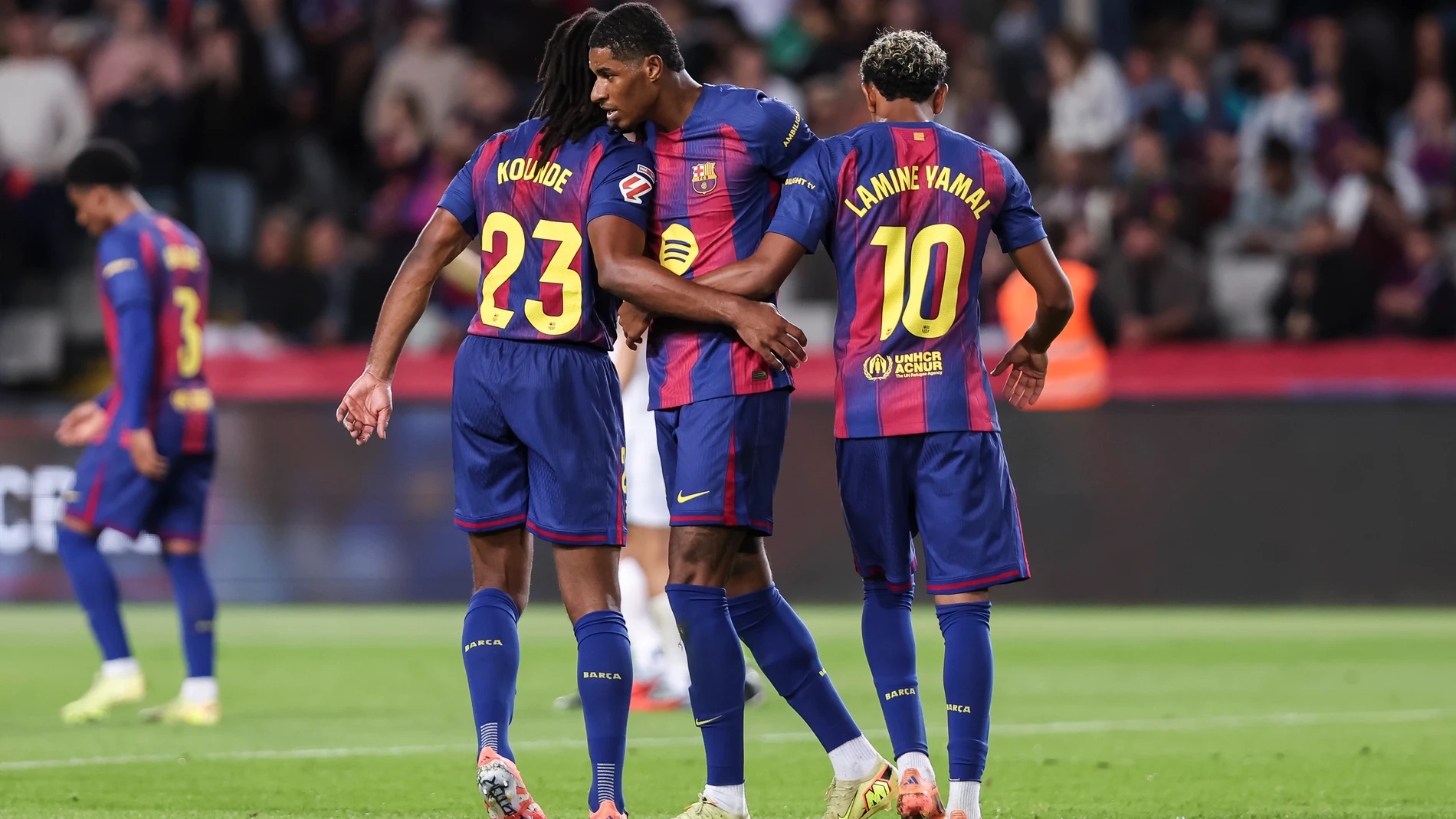 Marcus Rashford of FC Barcelona celebrates a goal with teammates during the Spanish league, La Liga EA Sports, football match played between FC Barcelona and Elche CF at Estadi Olimpic Lluis Companys on November 02, 2025 in Barcelona, Spain. AFP7 02/11/2025 ONLY FOR USE IN SPAIN